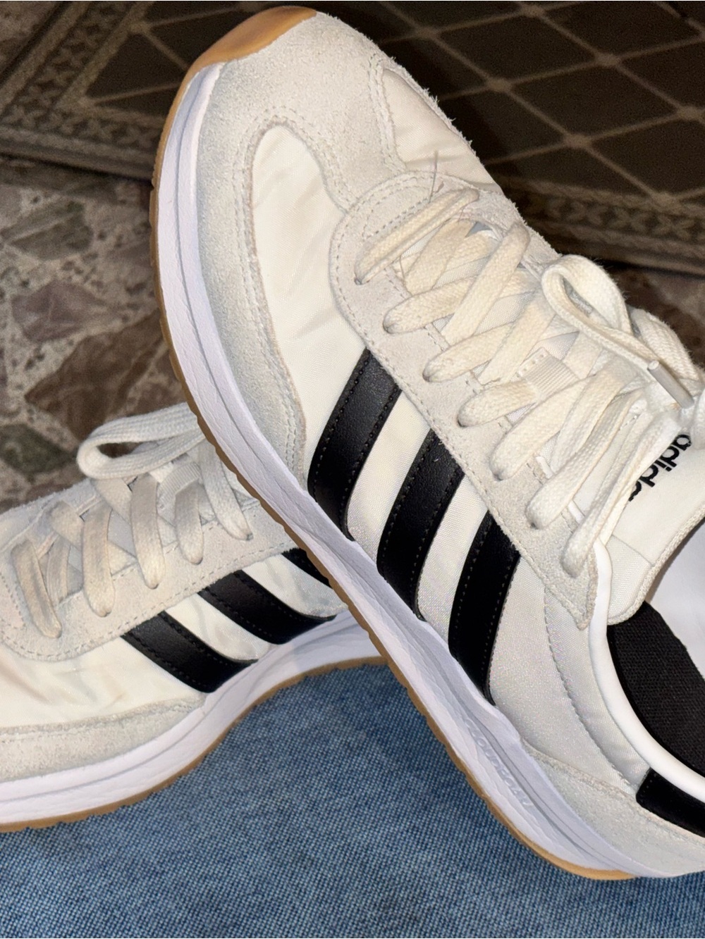 adidas White and Black Retro-Style Sneakers